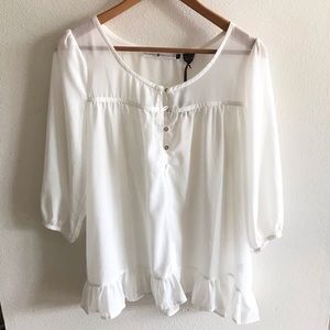 Rancho Estancia Boho White Buttoned Top NWT